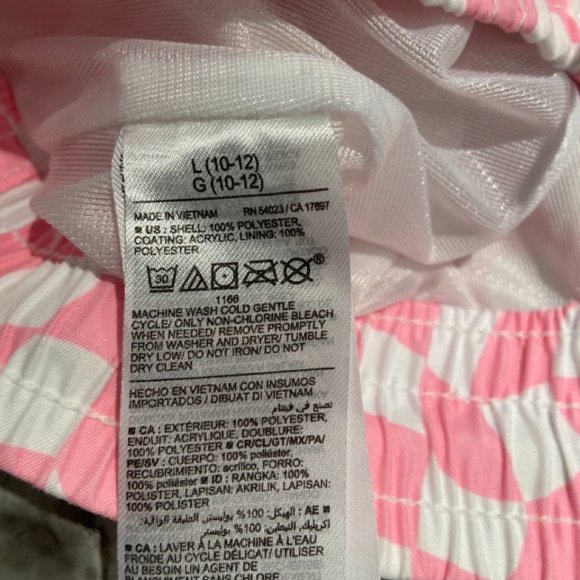 🎀 3 for $25 Pink / White Old Navy Boy's Lined Swim Trunks in Size L (10/12) EUC - Picture 3 of 11